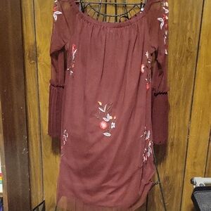 Pink Casual Sundress with 3/4 Bishop Sleeves